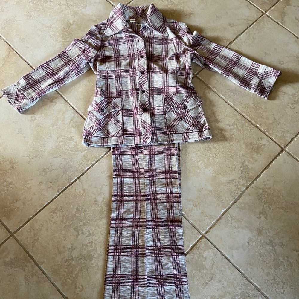 Vintage 70s Campus Casuals Plaid Pant Suit